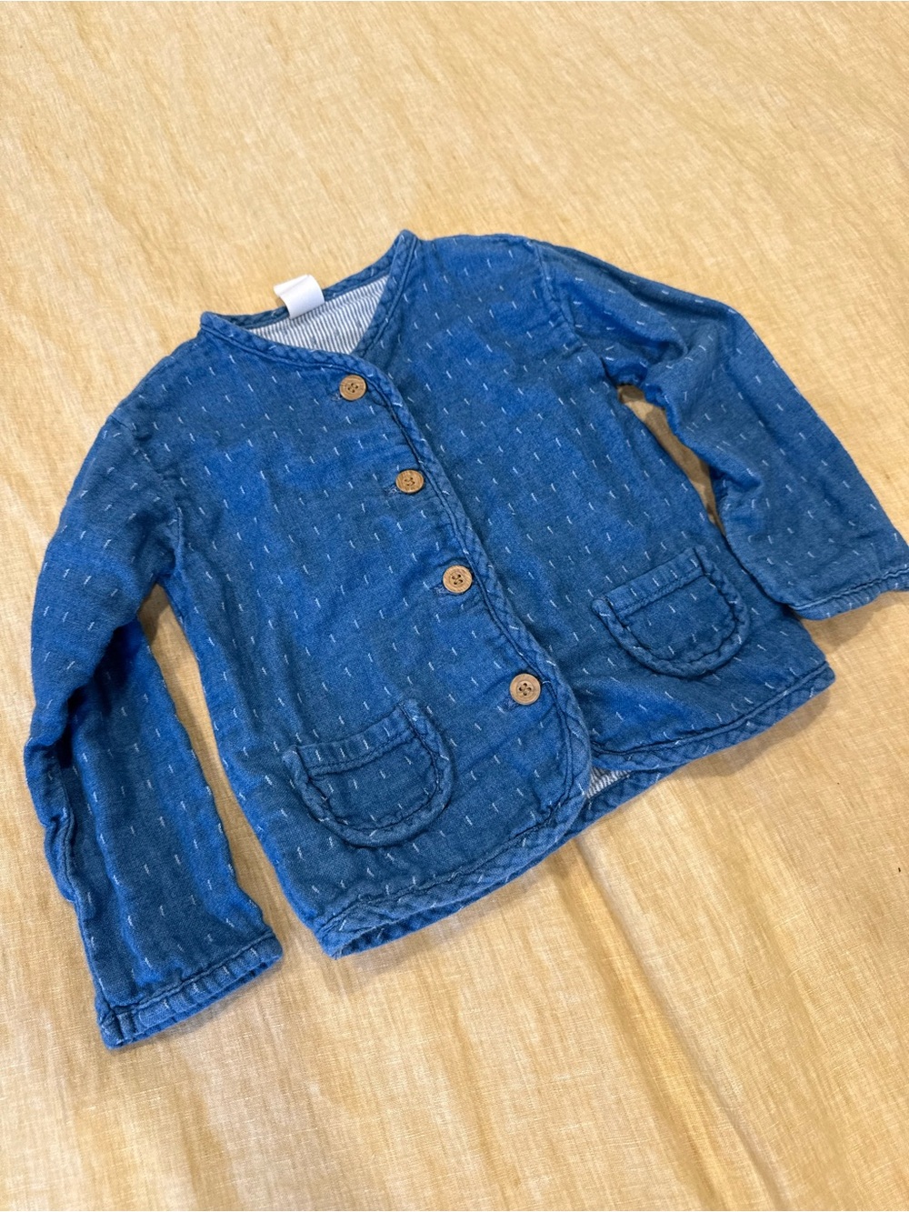 H&M Indigo Blue Quilted Button-Front Jean Jacket